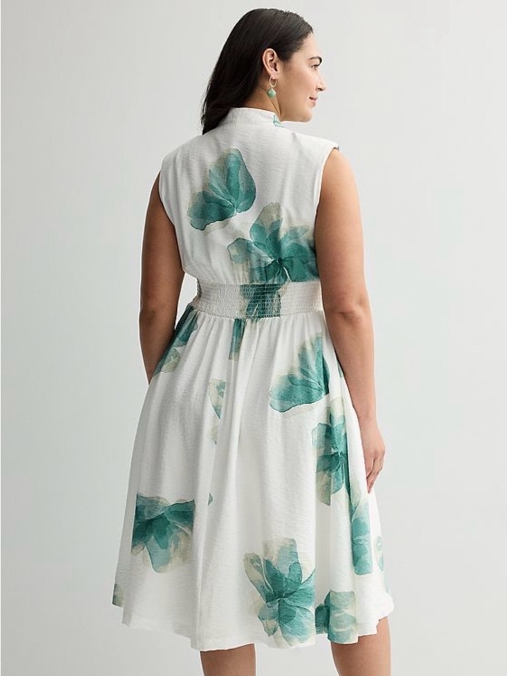 Nine West Plus 3X White Floral Zip-Front Midi Dress. New with Tags - Picture 2 of 4